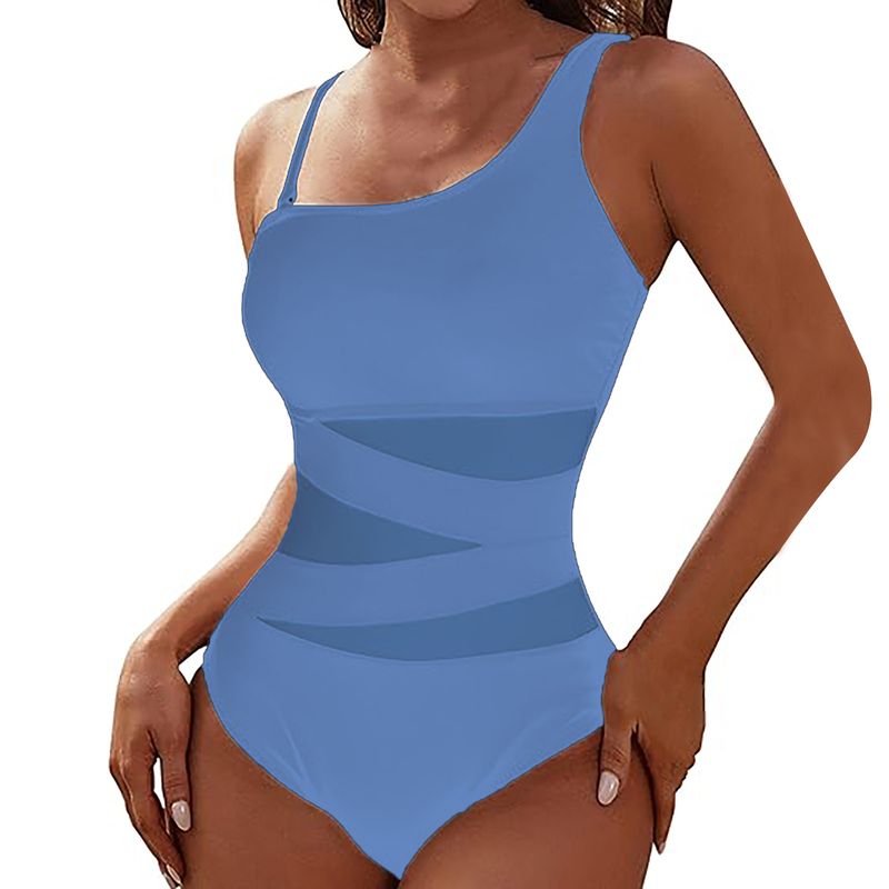 Women's Clothing One Piece Swimsuit Thin Strap Oblique Shoulder Conservative Bikini_voghion.com