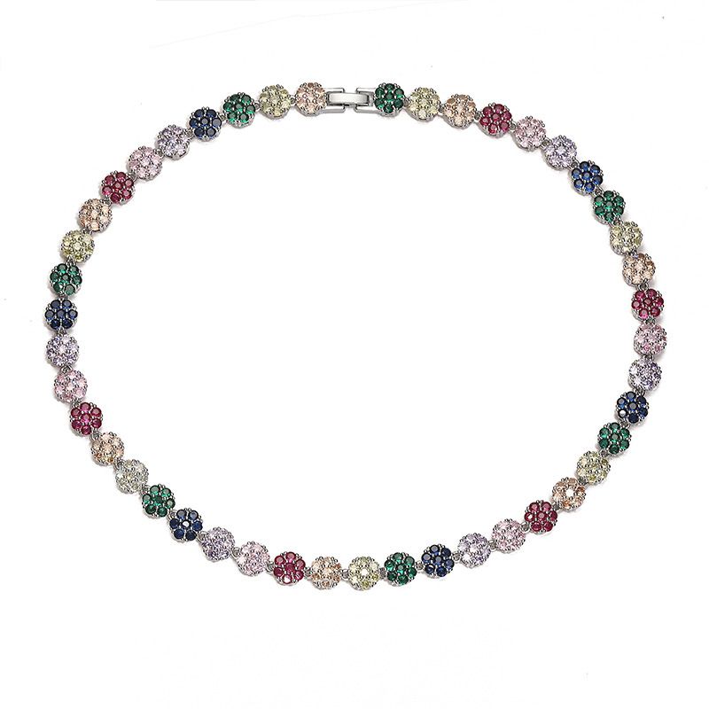 Set di gioielli da donna - Elegante collana con ciondolo floreale e bracciale con pietre di zirconia, pezzi alla moda da indossare tutti i giorni in oro e argento_voghion.com