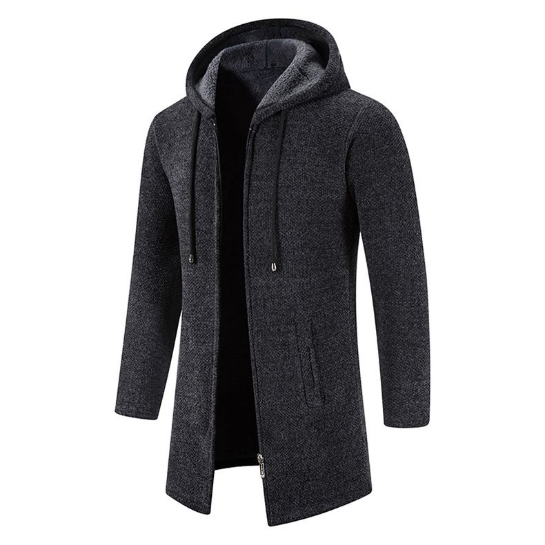 Men's medium length loose large size sweater coat knit cardigan men's top_voghion.com