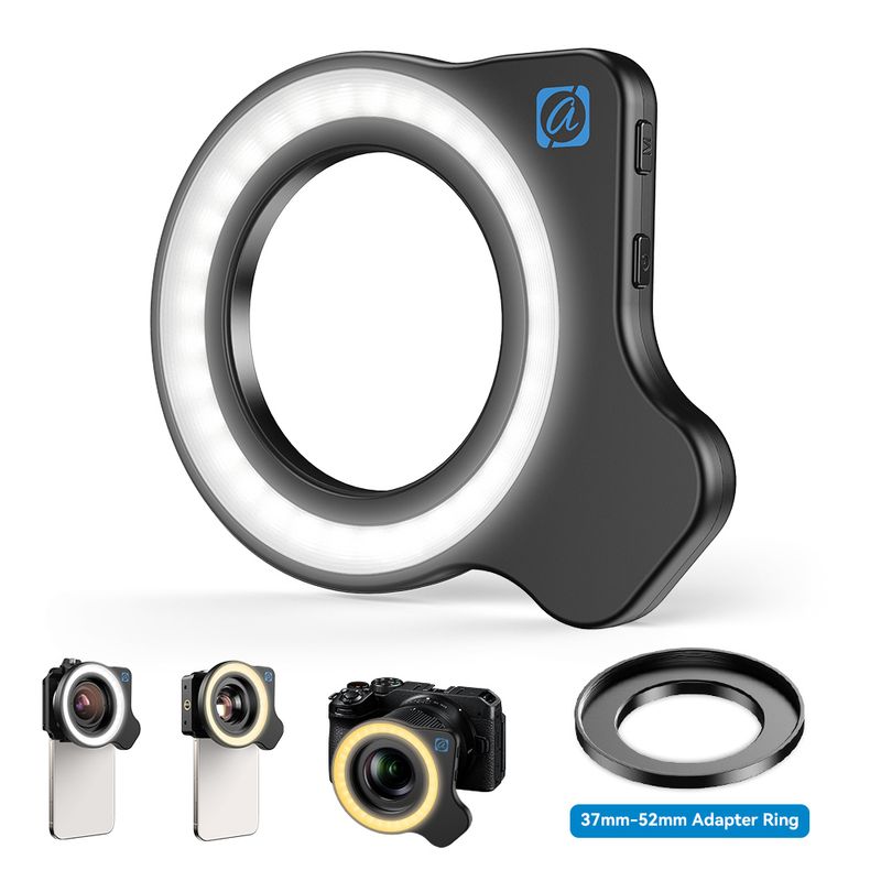 37mm 52mm Thread Fill Light, Camera Lens Ring With High Power+45 Light Modes For APEXEL Ro Lenses_voghion.com