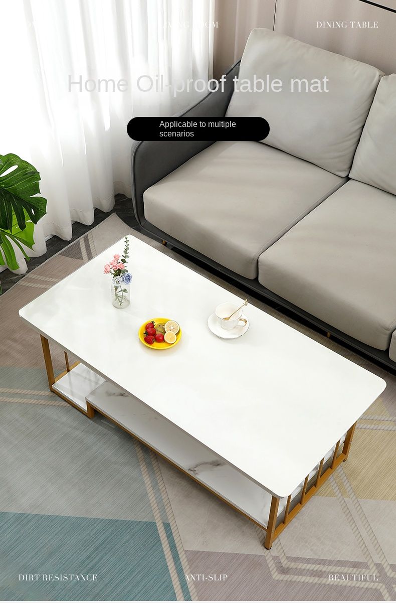 Tovaglietta trasparente tovaglia impermeabile resistente all'olio tavolino da tè in vetro morbido lavabile Class tovaglietta cancellabile antimacchia desktop Mat alta temperatura_voghion.com