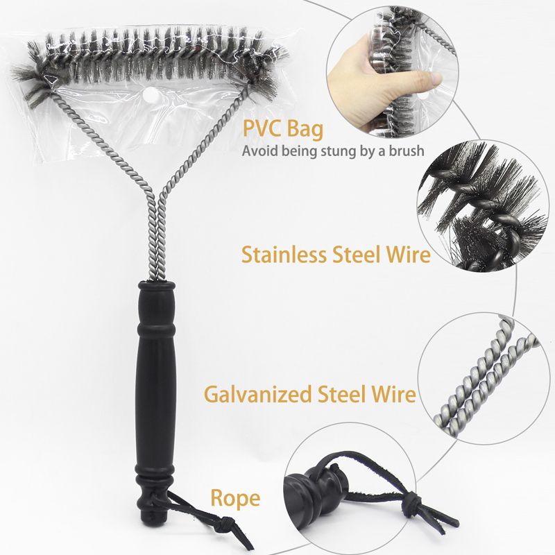 Grila tīrīšanas birste grila rīks Grila birste nerūsējošā tērauda birstes Cleanin Bbq piederumos Labākais tīrītājs bārbekjū rīks_voghion.com