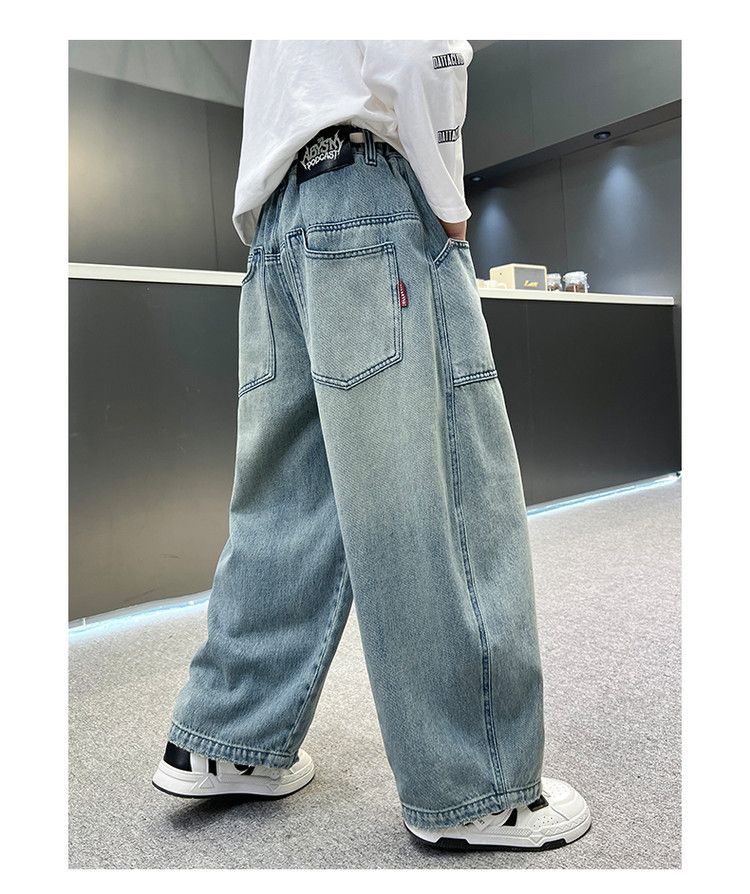 LQ6538 Blue Denim Princess Trousers Basic Style New Children's Miscellaneous European And American Jeans_voghion.com