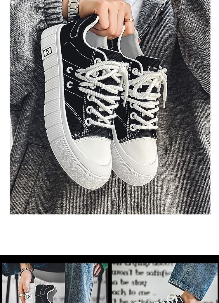 Men's 2024 Spring and Autumn new men's casual versatile sports thick soled wear-resistant breathable canvas shoes_voghion.com