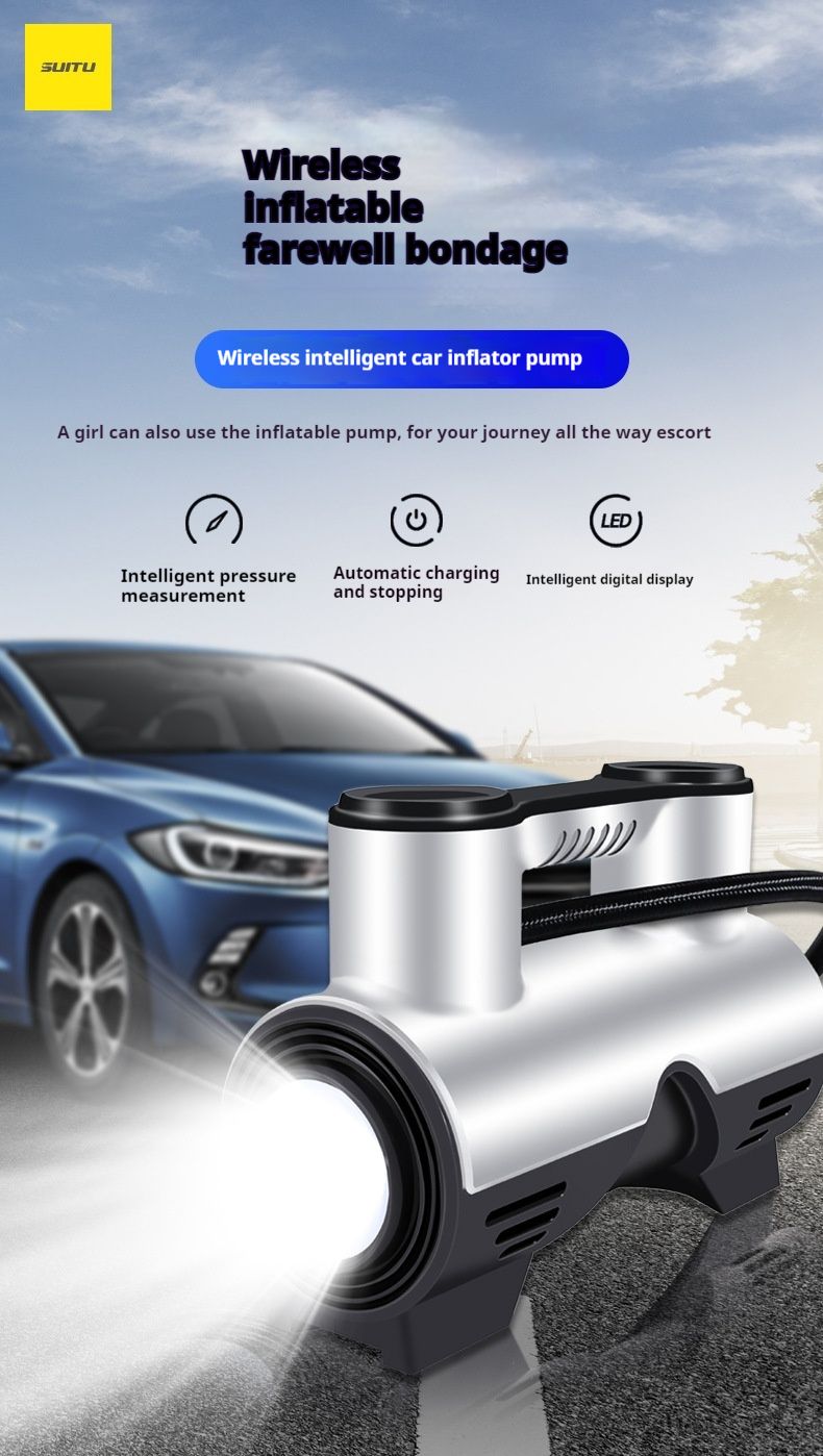 Car mounted wireless inflation pump, portable electric car tire inflation pump, automatic high pressure_voghion.com