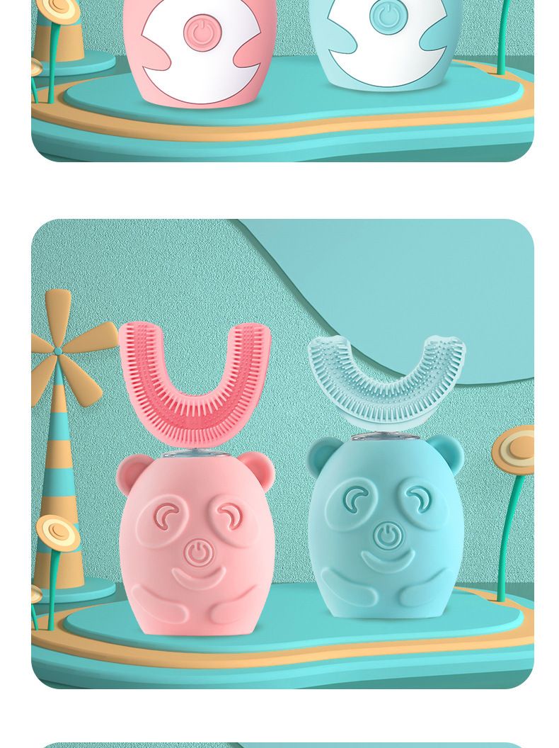 2024 U-shaped children's ultrasonic cleaning intelligent teeth cleaner silicone waterproof rechargeable baby electric_voghion.com