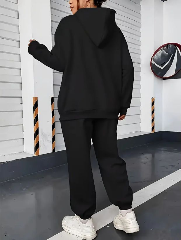 Conjunto de sudadera con capucha y estampado para mujer, conjunto de dos piezas con forro polar de invierno, ropa de calle Y2K, estampado A20_voghion.com