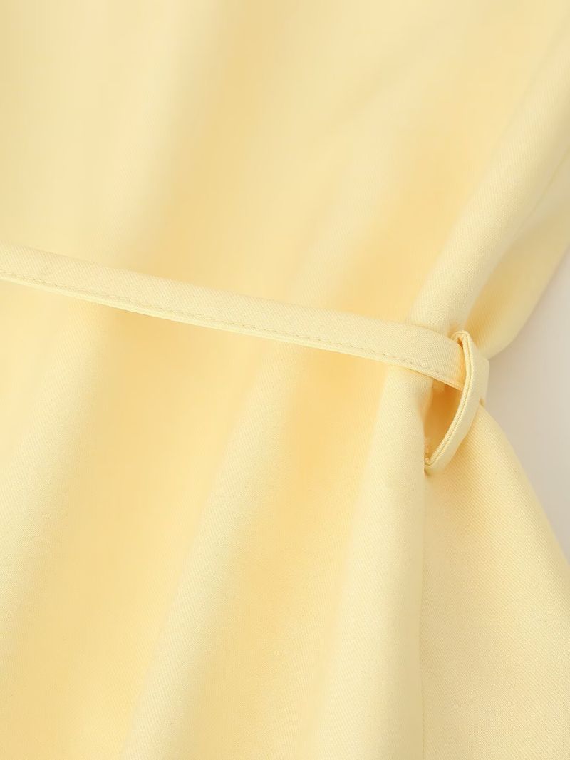 Blazer con cintura da donna – Giacca stile trench con spalle larghe (nero/giallo, S-L)_voghion.com