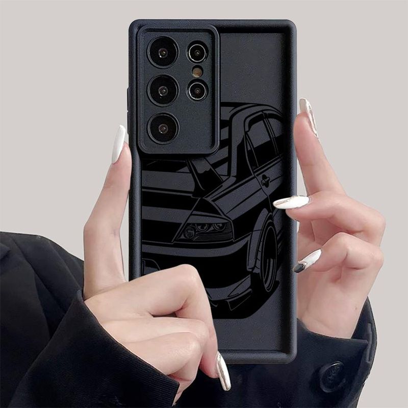 Funda para Samsung Galaxy S25 Ultra, S24, S22 Plus, S23 Ultra, S20 FE, S21, a prueba de golpes, diseño de coche JDM, color plateado_voghion.com