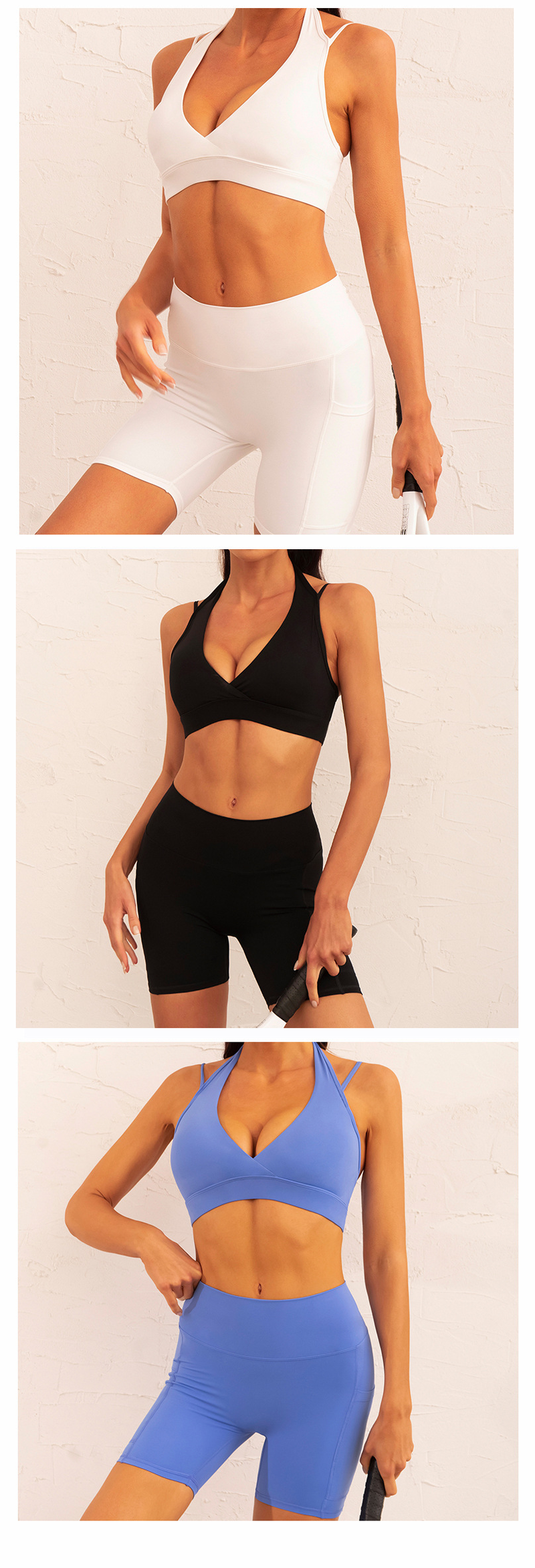 Set sport sutien yoga cu push-up la modă pentru femei_voghion.com