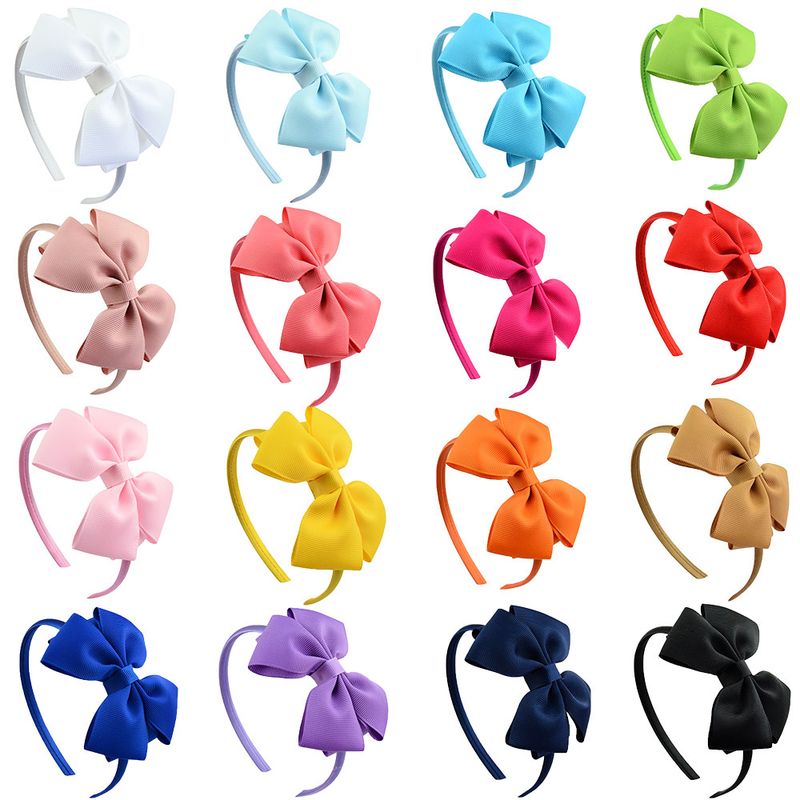 6 pezzi 4" cerchietti in plastica twill tessuto fiocchi cerchietti accessori per capelli per bambine bambini_voghion.com