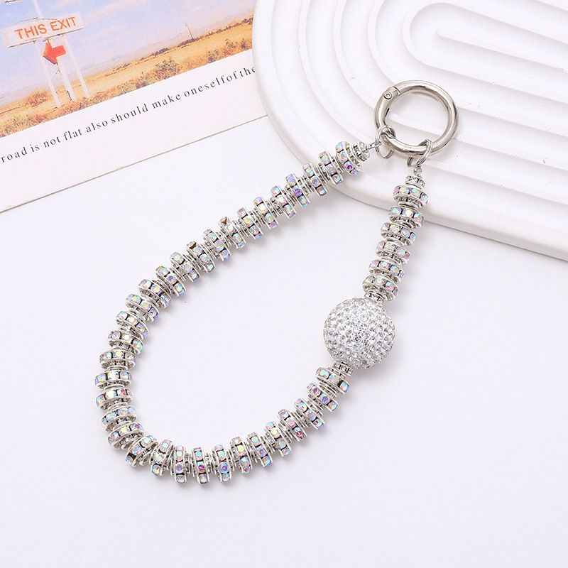 Catena per cellulare in stile leggero e lussuoso con diamanti incrostati, custodia per cellulare, ciondolo, cordino per cellulare in argilla con anello di perforazione, corda anti-smarrimento per cellulare_voghion.com