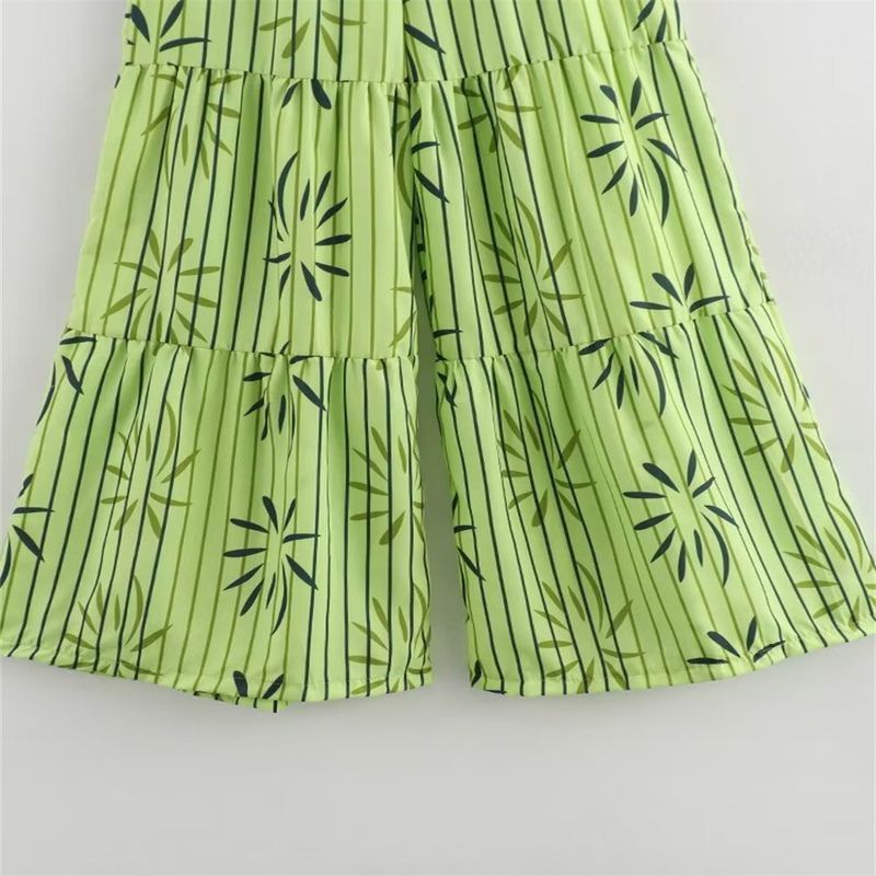 Women's Clothing Fashion Printed Round Neck Sleeveless Lace Up Vest Top Casual Street Style Trousers Suit_voghion.com