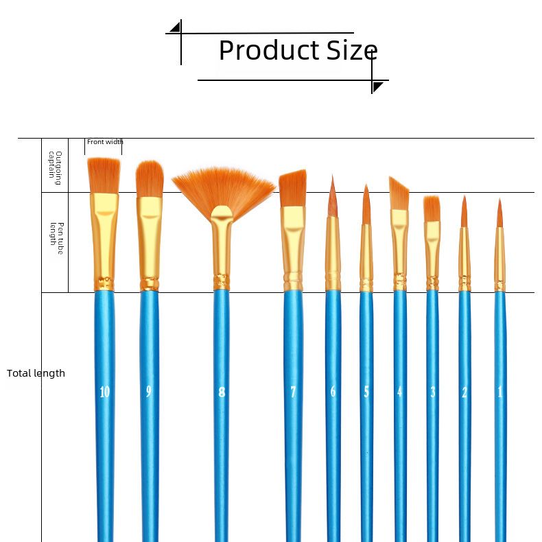 Factory, wholesale 10 Pack Blue Rod nylon wool multi-functional Gouxie pen gouache water color oil painting pen set_voghion.com