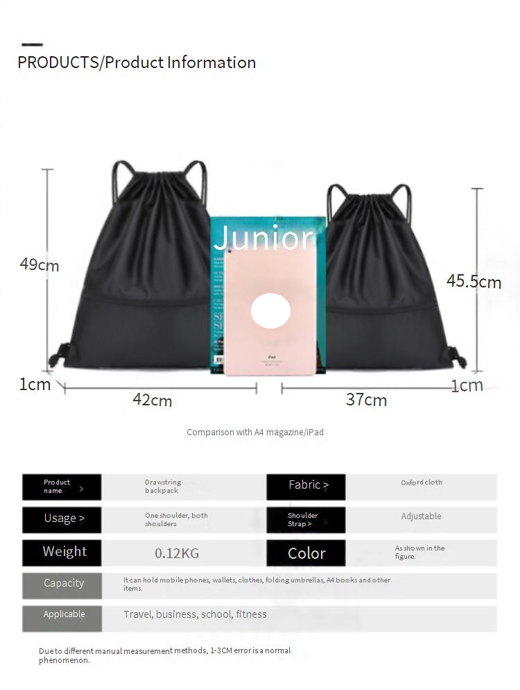 Waterproof Drawstring Sports Backpack - Large Capacity Gym Bag With Adjustable Straps (Lightweight & Travel-Friendly)_voghion.com