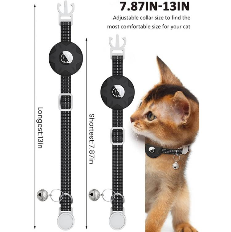 For AirTag Tracker Silicone Case Reflective Pet Cat Collar_voghion.com