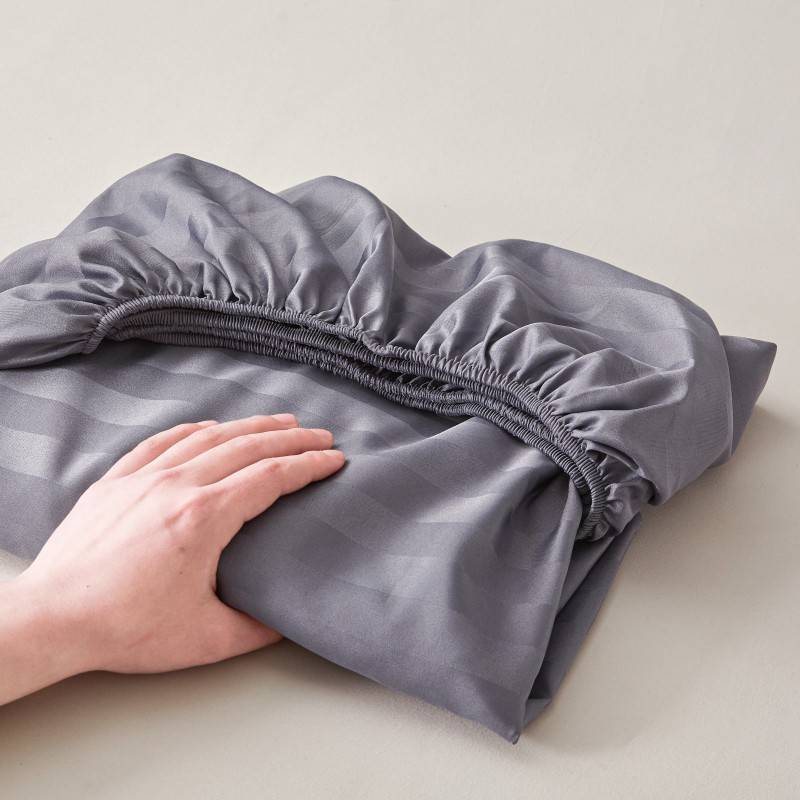 DT Series Satin Strip Glossy Cool Single Bed Fitted Sheet Bedspread 1PC_voghion.com