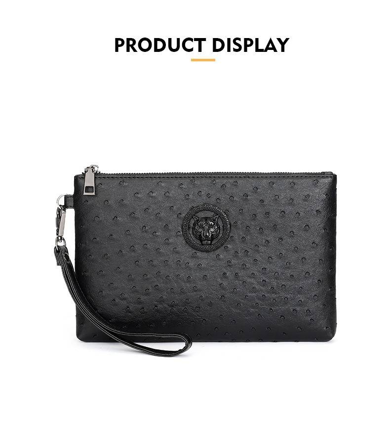 Herren Clutch Tasche Handgelenktasche Trendy Junge Herren Business Clutch Große Kapazität Freizeittasche Echtleder Umschlag Geldbörse_voghion.com