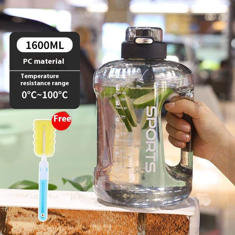 1.6L/2.5L/4L Large Capacity Sports Water Bottle – BPA-Free PC, Leak-Proof, With Carry Handle & Bonus Accessories (Brush, Strap, Straw)_voghion.com