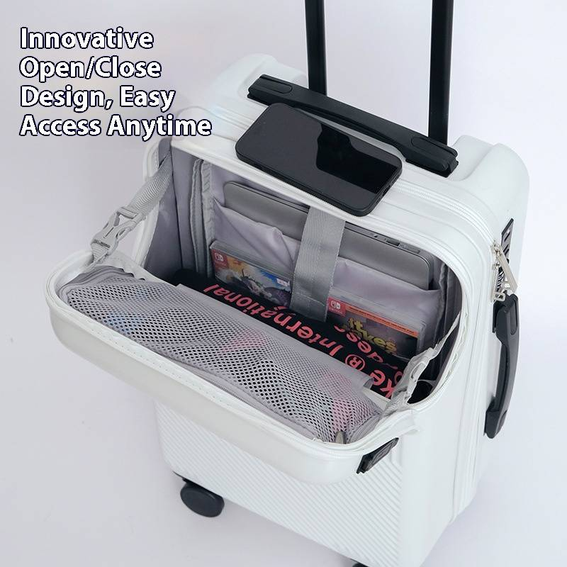 20" USB Charging Travel Carry-On Luggage With Spinner Wheels, Lightweight ABS+PC Suitcase For Business & Leisure_voghion.com