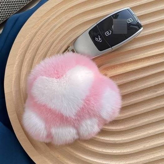 Portachiavi in morbida pelliccia di coniglio - Grazioso design a forma di zampa di gatto e zampa d'orso, regalo perfetto per compleanni, matrimoni, souvenir di viaggio e altro ancora._voghion.com
