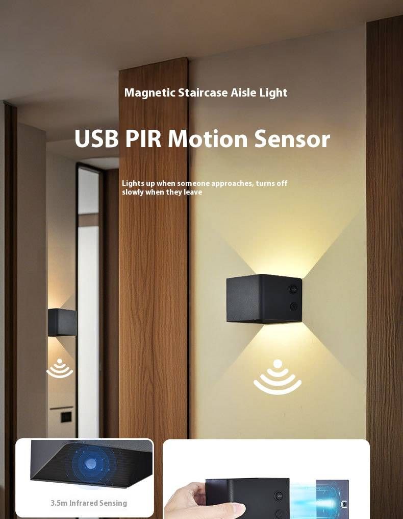 Motion Sensor Wall Light – No Drilling Installation, Indoor/Outdoor, Warm White LED, Battery-Powered For Hallway, Stairs, Bathroom, Balcony_voghion.com