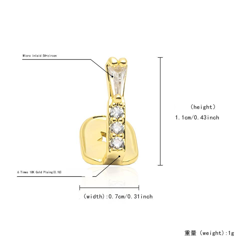 Dental Grill Popular Three Piece Set Of Teeth Gaps, Smooth Vertical Bar Braces, Hip Hop Style, Daily Wear, Cool Tooth Decoration_voghion.com