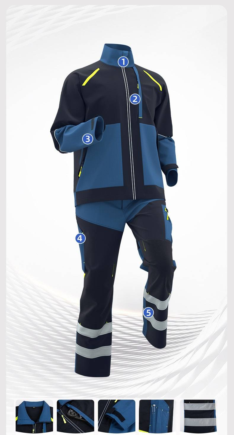 Durable Rip-Resistant Workwear Set For Men - Construction, Mining & Electrical Labor - Breathable Polyester-Cotton Blend_voghion.com