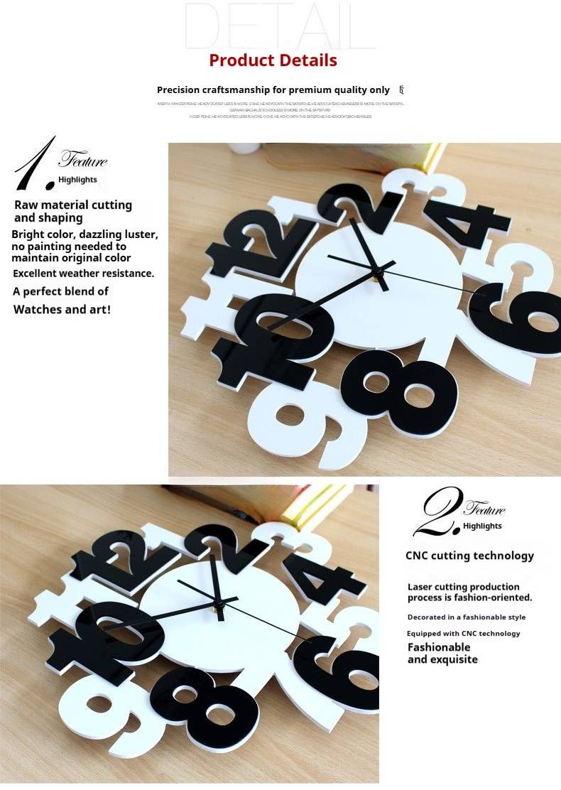 Horloge murale en acrylique à faire soi-même – Mouvement silencieux, ronde de 30 cm, style ferme, pour salon, chambre et bureau (à piles)_voghion.com