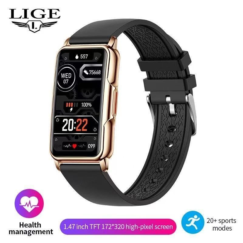 LIGE Smart Watch Uomo Bluetooth collegato al telefono Musica Fiess Bracciale sportivo Monitor del sonno Uomo Smartwatch da 1,47 pollici Donna_voghion.com