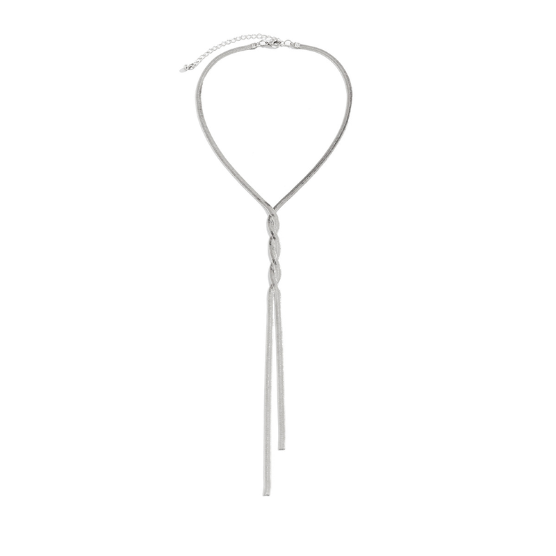 Dames sieraden hiphop metalen wind snake bone chain ketting trend geometrisch lang geweven sleutelbeen ketting_voghion.com