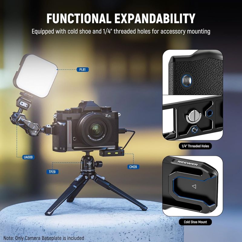 NEEWER ZFC Handgriff L-förmiger Griff für Nikon Z FC, ultradünne Retro-passende Kamera-Montagegrundplatte mit Griff_voghion.com