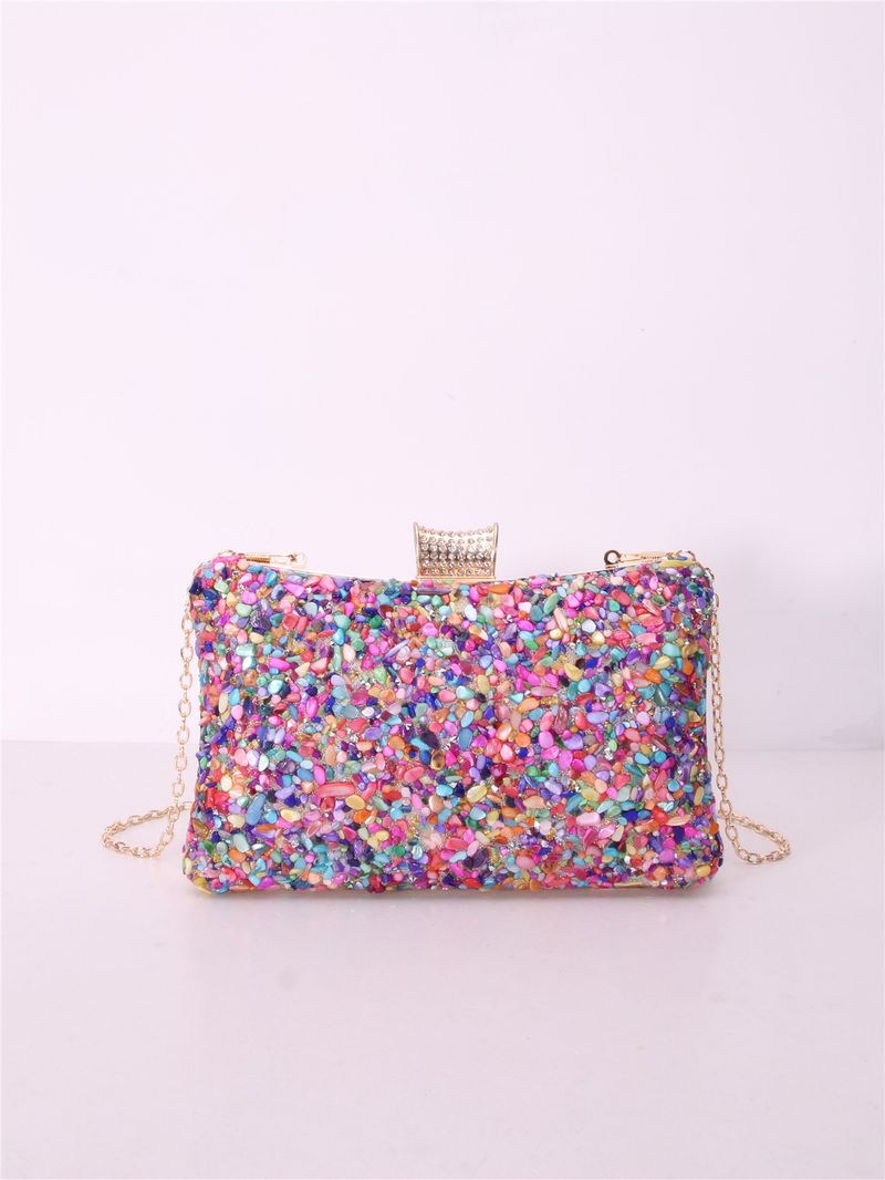 Borsa da sera con ciondolo in pietra colorata alla moda e brillante, squisita pochette_voghion.com