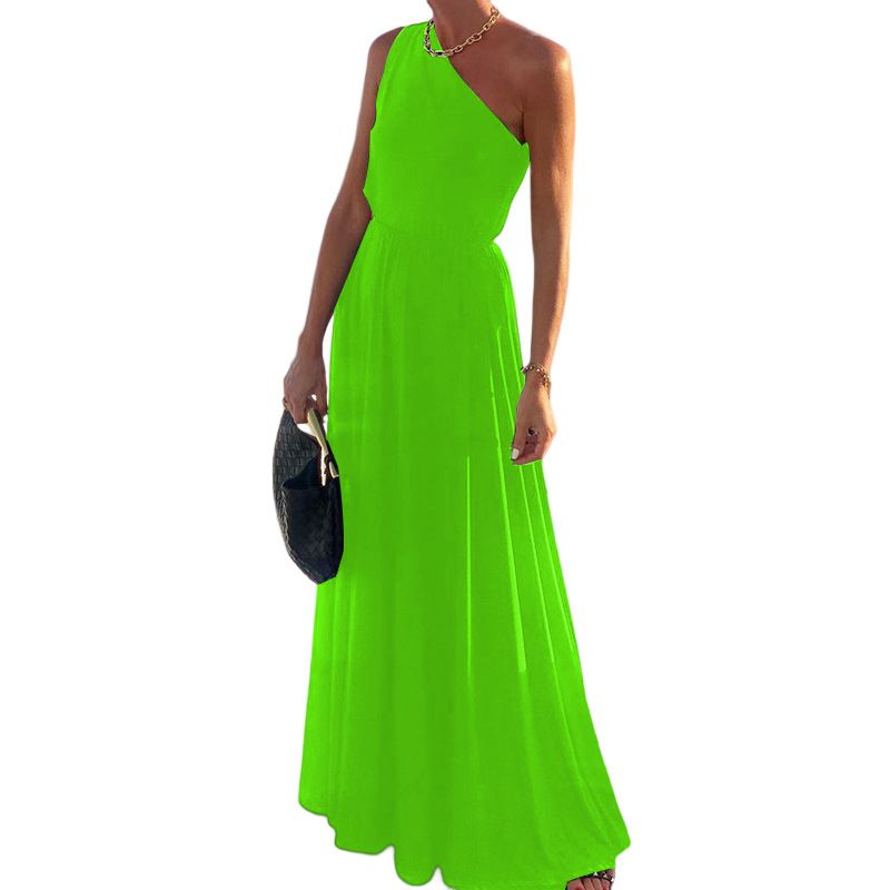 Damen Frühjahr und Sommer neue Mode einfarbig ärmelloses trägerloses MIDI-Kleid_voghion.com