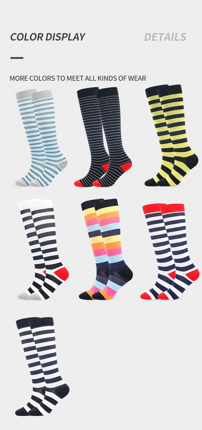 sports elastic compression socks spring and summer new professional sports socks running socks women's anti slip sweat absorbent long tube pressure_voghion.com