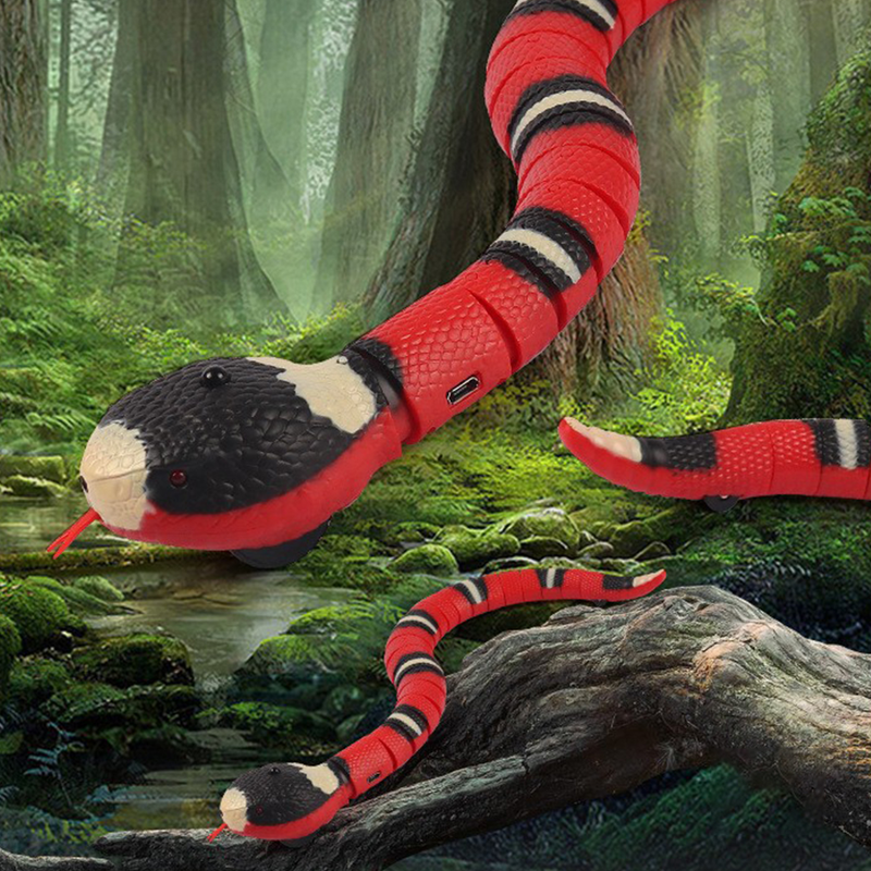 Guangying Snake Cat Toy Snake Shape S-Shaped Moving Flick Tongue Swing Tail Snake Obstacles Escape Interactive Smart Sensing Snake Tease Toy_voghion.com