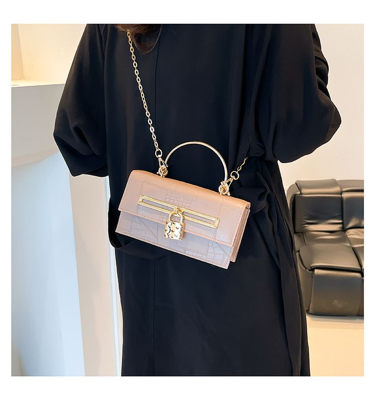 Women's Stylish And Versatile Small Square Shoulder Bag - Crossbody & Handheld For Daily Use, PU Leather With Alligator Texture, Magnetic Closure_voghion.com