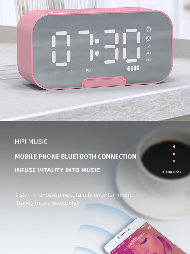 Q5 vezeték nélküli Bluetooth hangszóró tükör többfunkciós ébresztőóra kártya intelligens mini hangszóró ajándék_voghion.com