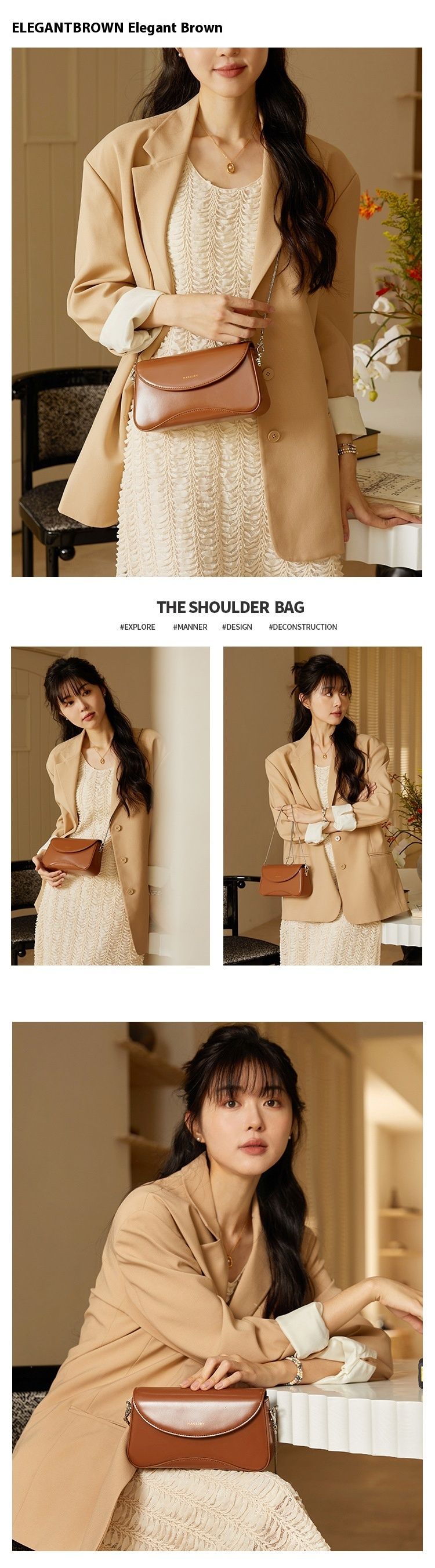 Crowd Commuter Crossbody Women's Made of Genuine Leather with High Quality Feeling Square 2024 New Fashion Chain Single_voghion.com