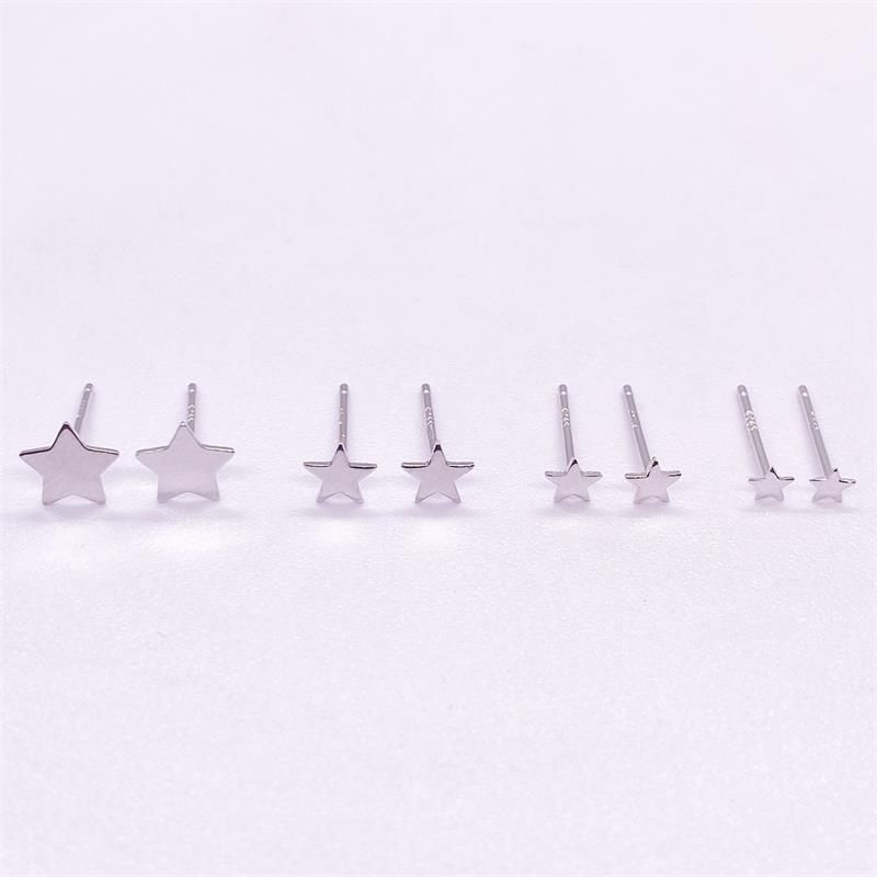 Orecchini a cinque punte in argento puro, piccoli gioielli creativi unisex con stella dorata_voghion.com