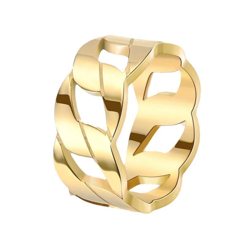 Anello in acciaio al titanio per uomo, alla moda, di alta qualità, resistente allo sbiadimento, popolare anello con catena incisa all'ingrosso_voghion.com