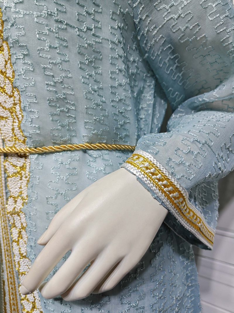 Completo da donna in due pezzi con ricamo a rombi caldi, alla moda, jalabiya saudita con cordino in vita_voghion.com