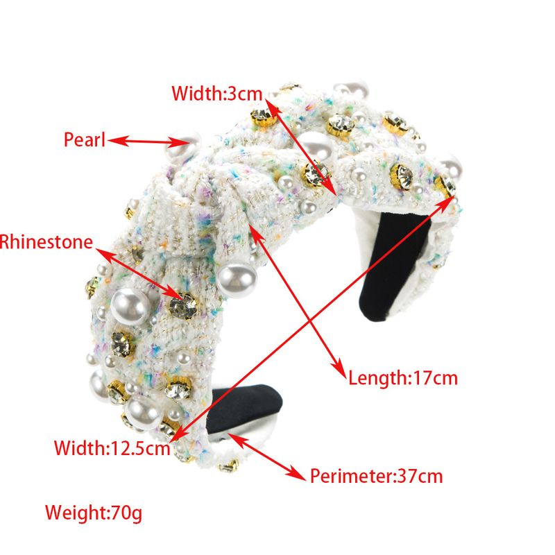 Nouveau bandeau en tissu Xiaoxiangfeng avec perles serties de diamants, tempérament à la mode, bord large, cheveux de haute qualité_voghion.com