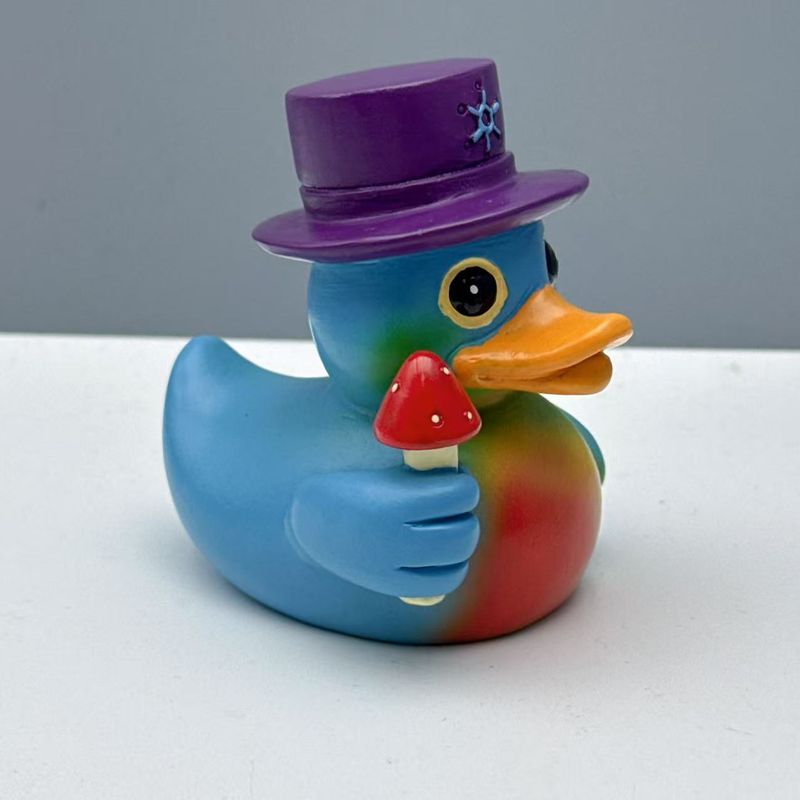 New Middle Finger Psychedelic Duck Creative Statue Ornament_voghion.com