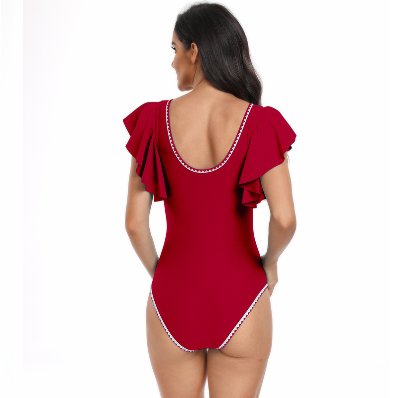 Maillot de bain une pièce sexy en dentelle feuille de lotus pour femme_voghion.com