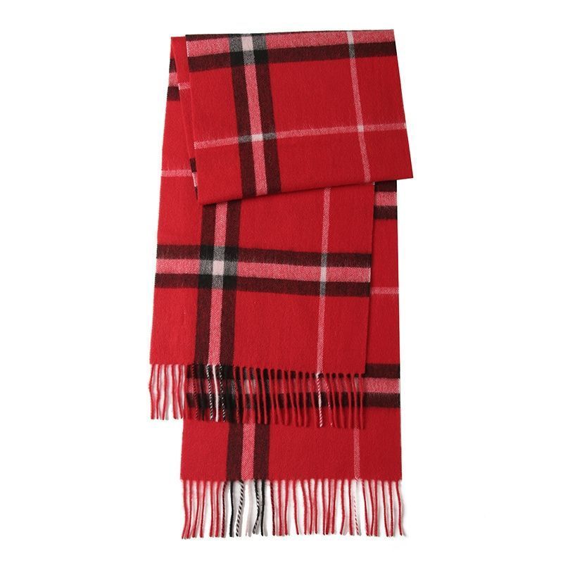 Autumn Winter New Plaid Unisex Versatile Classic Pure Wool British Couple Warm Thickened Shawl Scarf_voghion.com