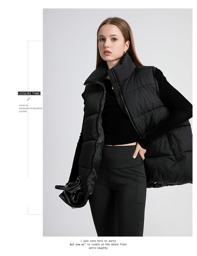 Unisex Longline Puffer Vest – Wintermode Mouwloos Jasje, Opstaande Kraag & Oversized Pasvorm (Zwart, Beige, Khaki, Bruin, Legergroen, Roze)_voghion.com