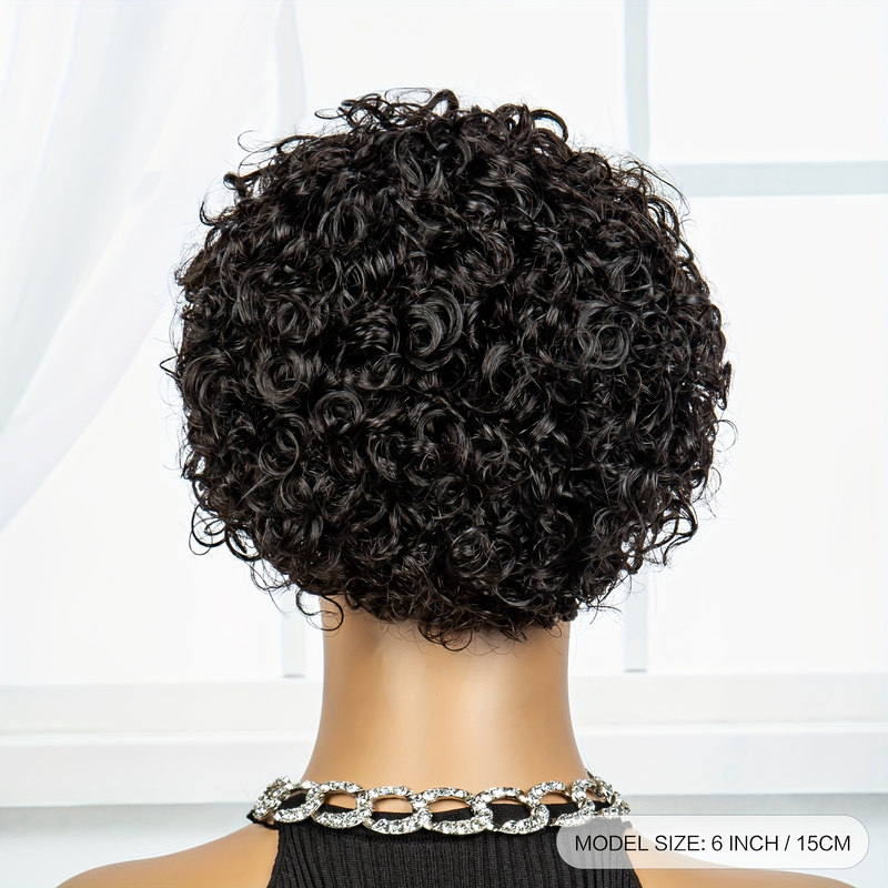 Short Curly Human Hair Wigs 150% Density 13*1 Lace Front Human Hair Wigs For Women 6-10 Inch_voghion.com