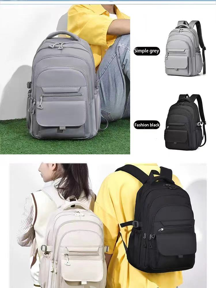 Zaino unisex per studenti con tasche multiple, zaino multifunzionale di grande capacità in stile coreano per coppie, design resistente e semplice_voghion.com
