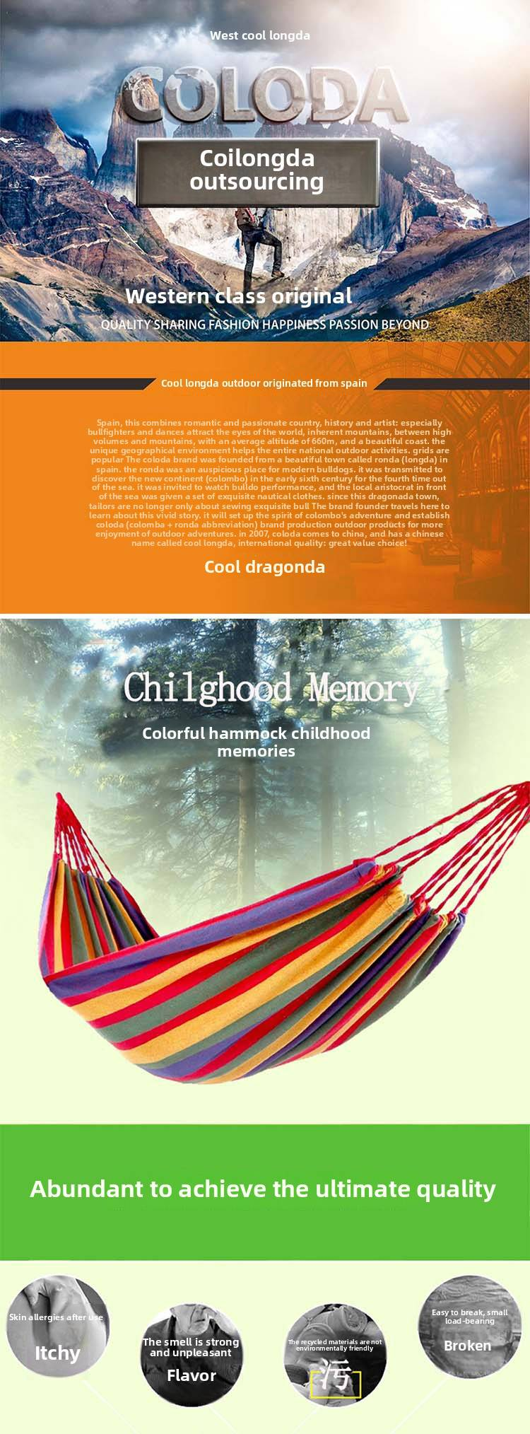 Coloda Outdoor Leisure Single Person Hammock CL-D001_voghion.com
